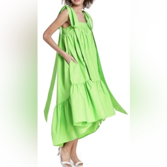 Christopher John Rogers Lime Maxi Dress Size XL - Picture 1 of 15